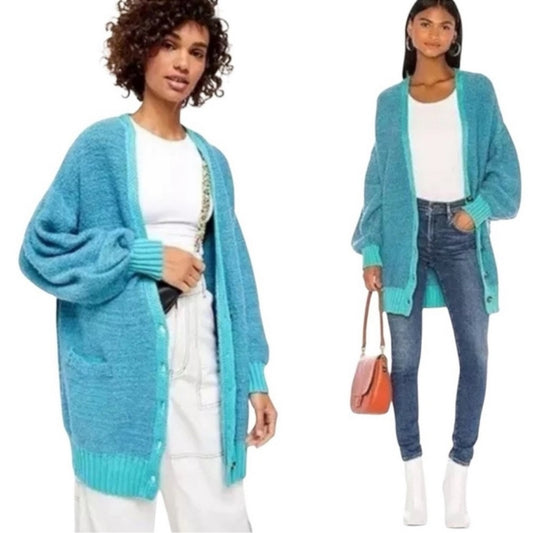 Free People Blue Cardigan Sweater