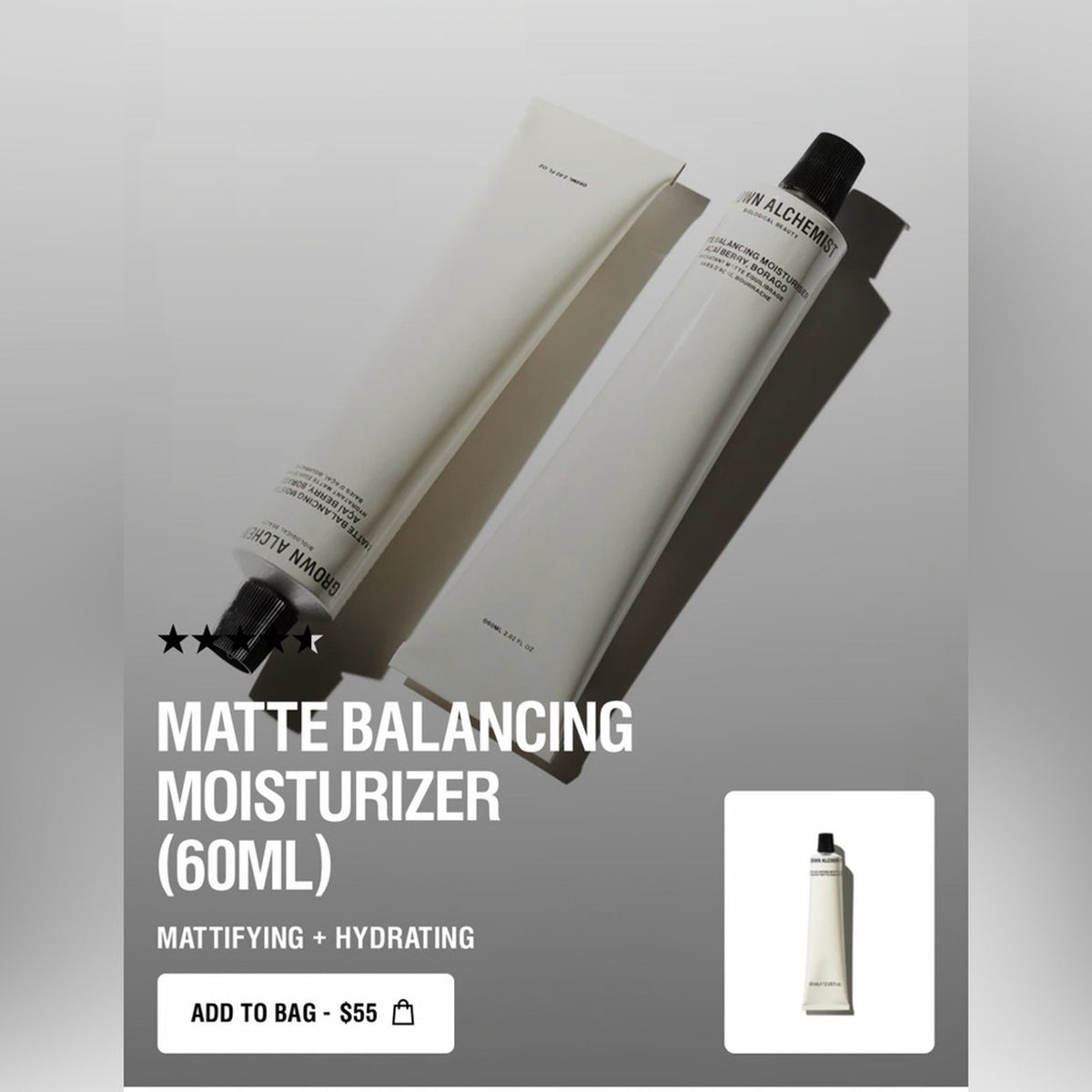 Grown Alchemist Matte Balancing Moisturizer - Mattifying + Hydrating