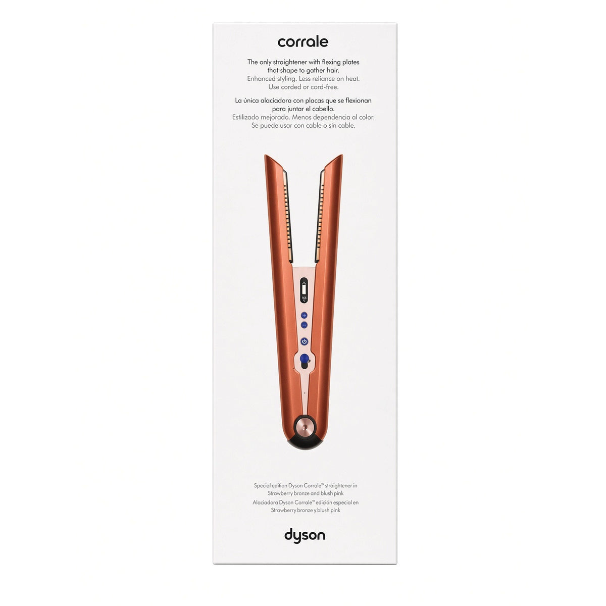 $540 | Special edition Dyson Corrale straightener, Strawberry bronze and blush pink. Full-size cordless straightener.