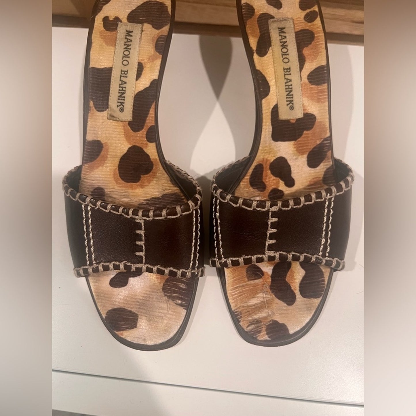 Manolo Blahnik Leopard and Brown Sandals