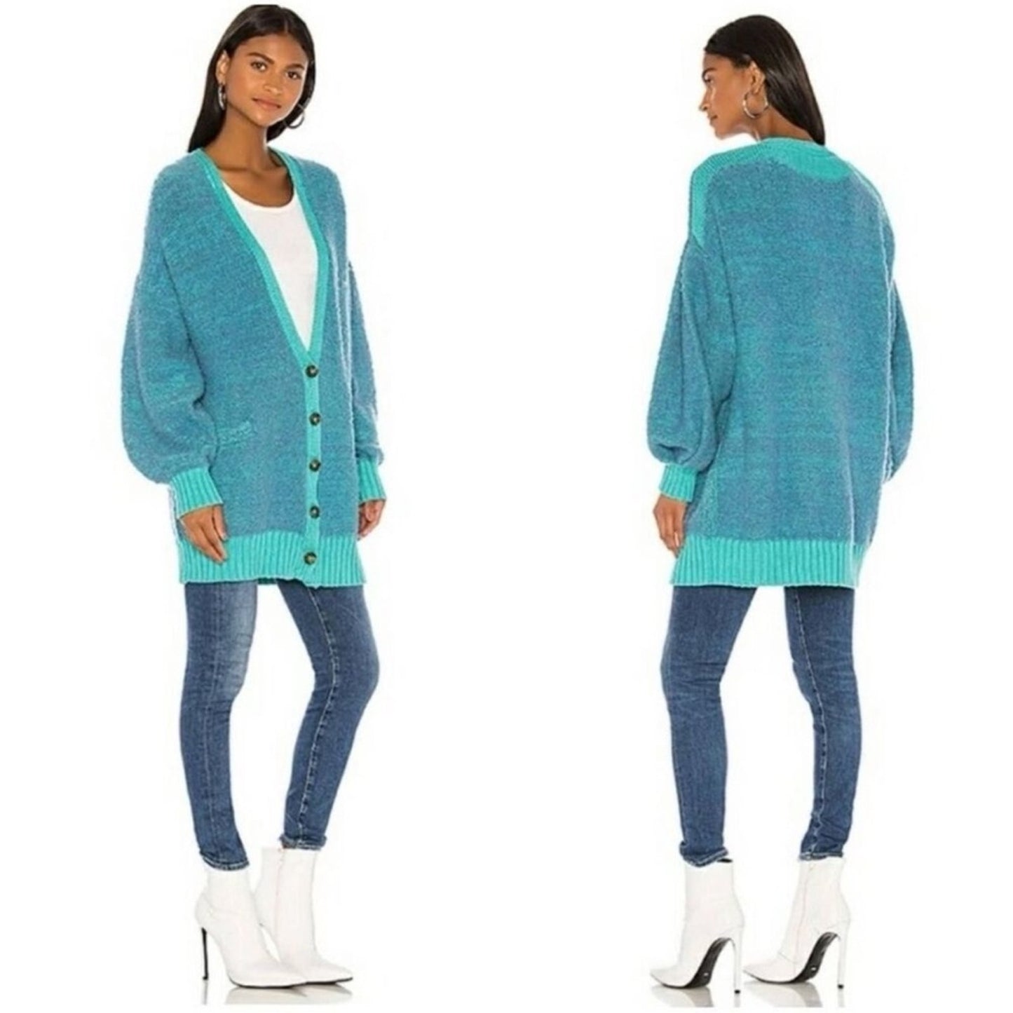 Free People Blue Cardigan Sweater