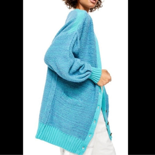 Free People Blue Cardigan Sweater