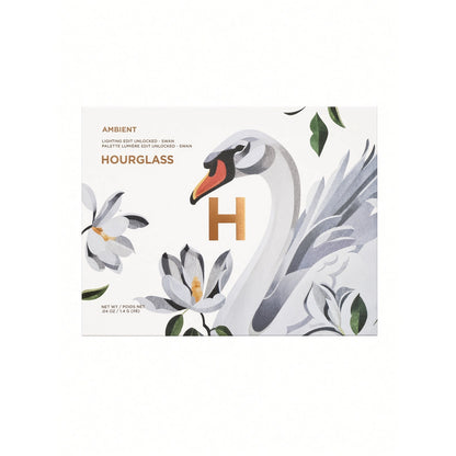 Hourglass Ambient Lighting Edit Unlocked – Swan. Limited-edition 2025 face palette, Sephora exclusive. Size is 6 × 0.04 oz / 1.4 g