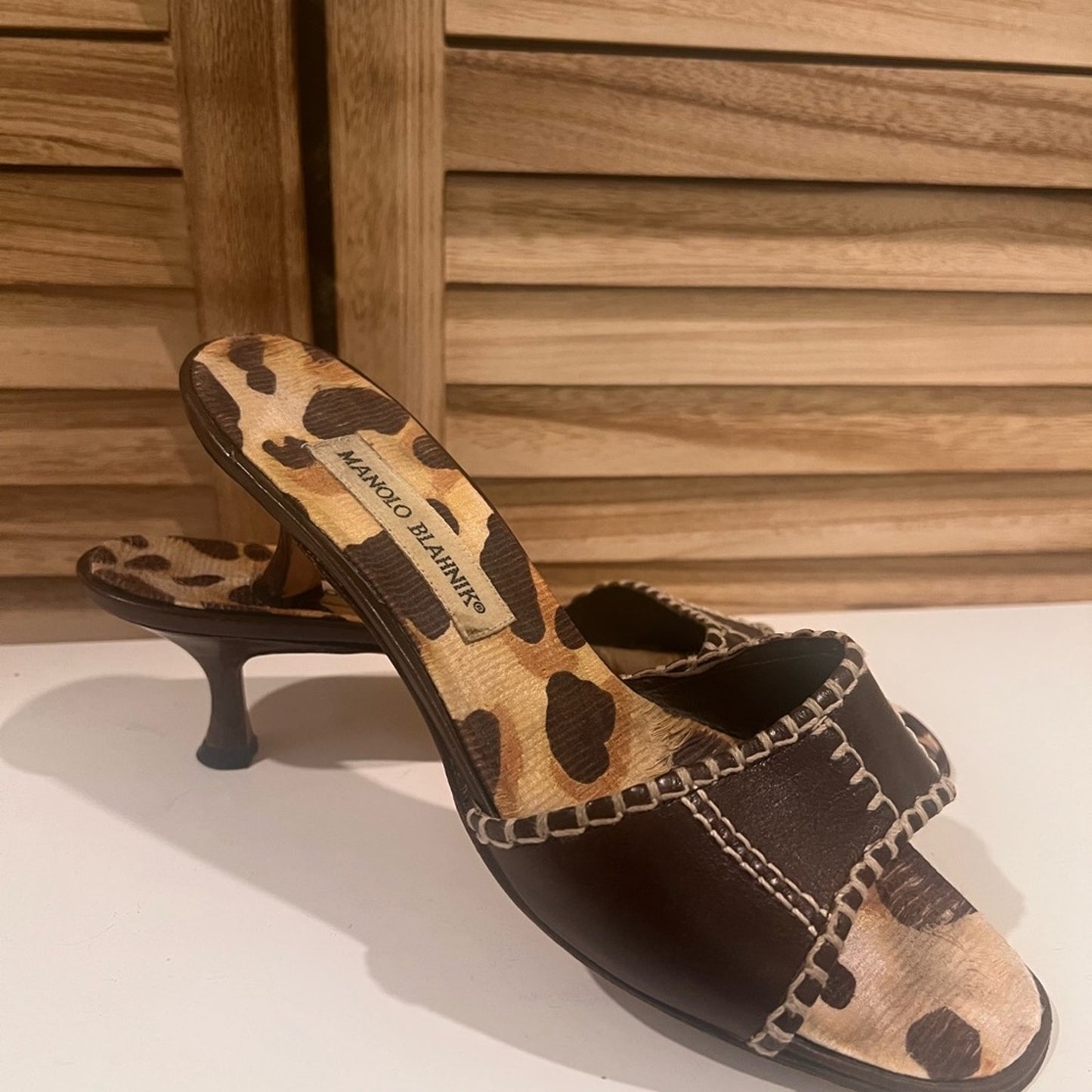 Manolo Blahnik Leopard and Brown Sandals