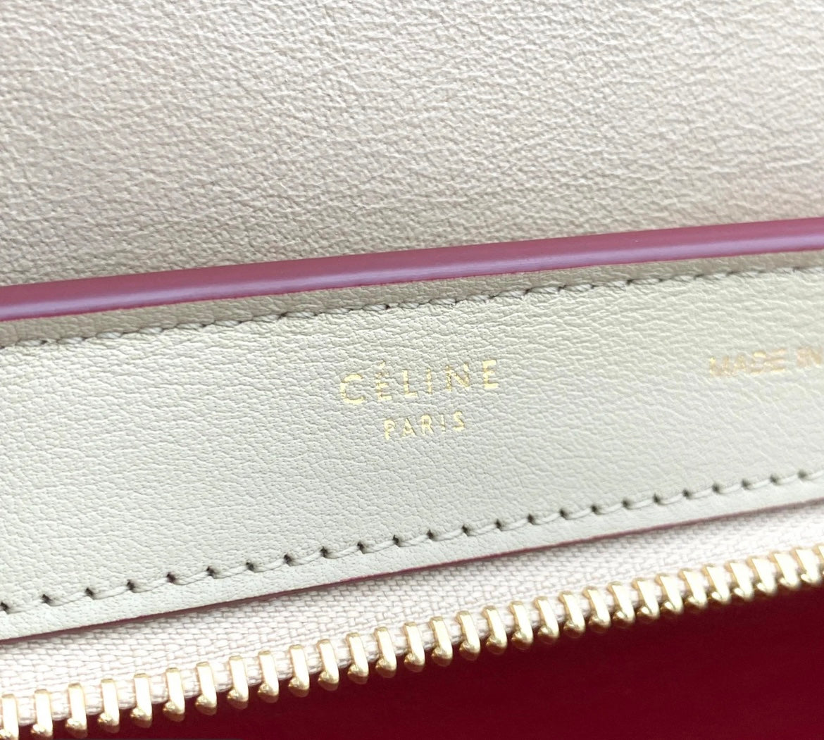 Pre-Loved Celine Leather Handbag Bicolor Trapeze Medium