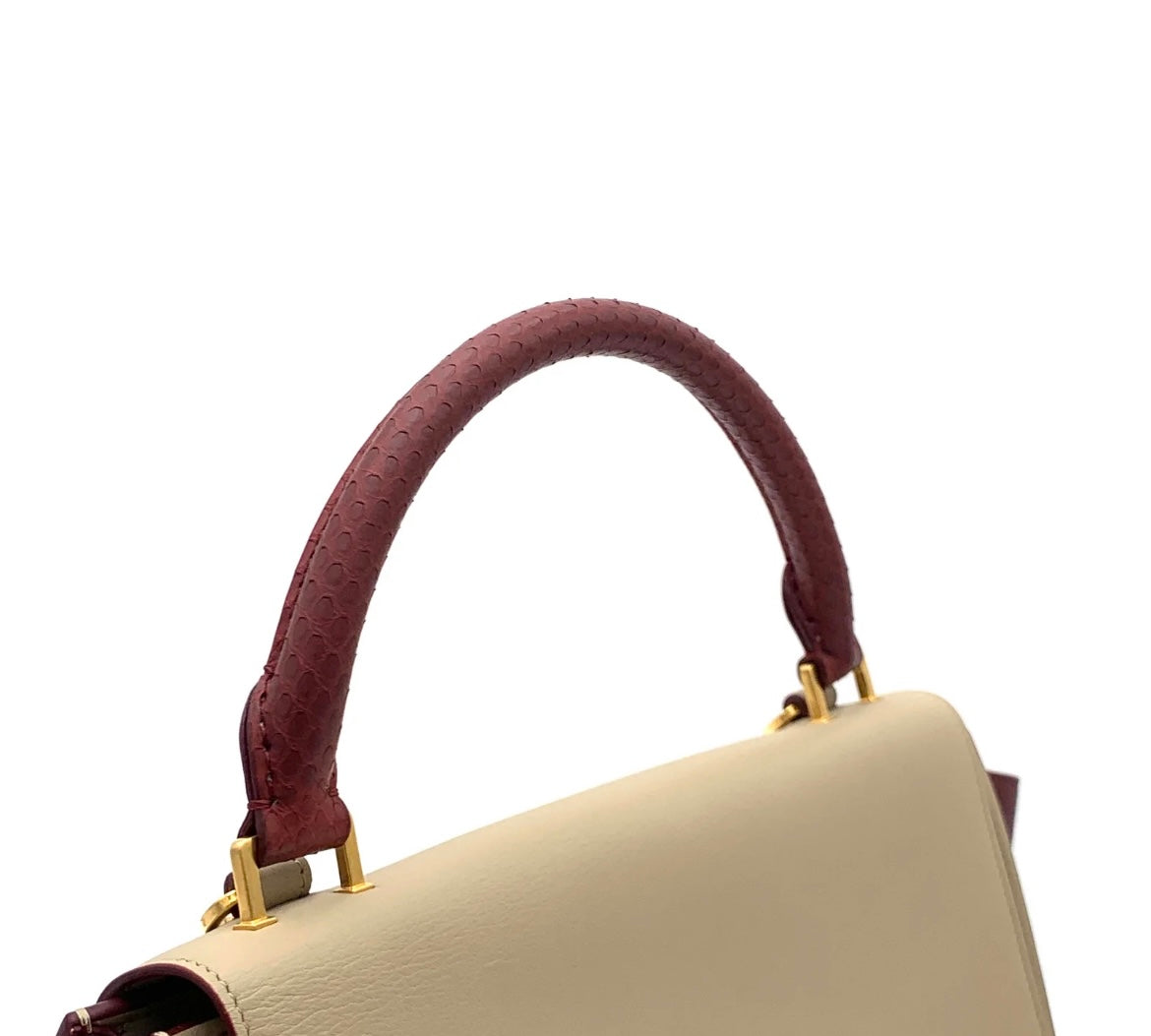 Pre-Loved Celine Leather Handbag Bicolor Trapeze Medium