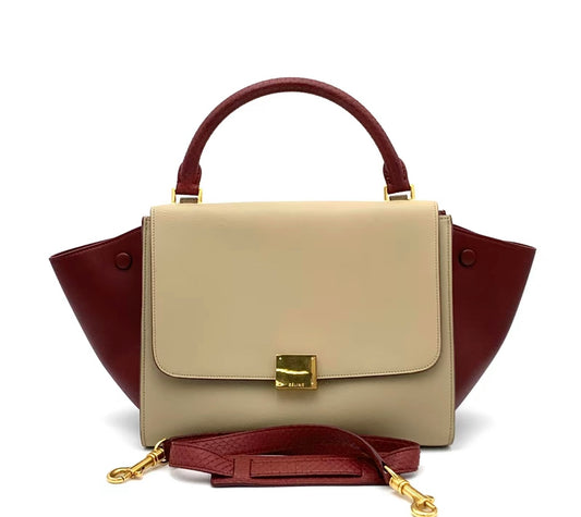 Pre-Loved Celine Leather Handbag Bicolor Trapeze Medium