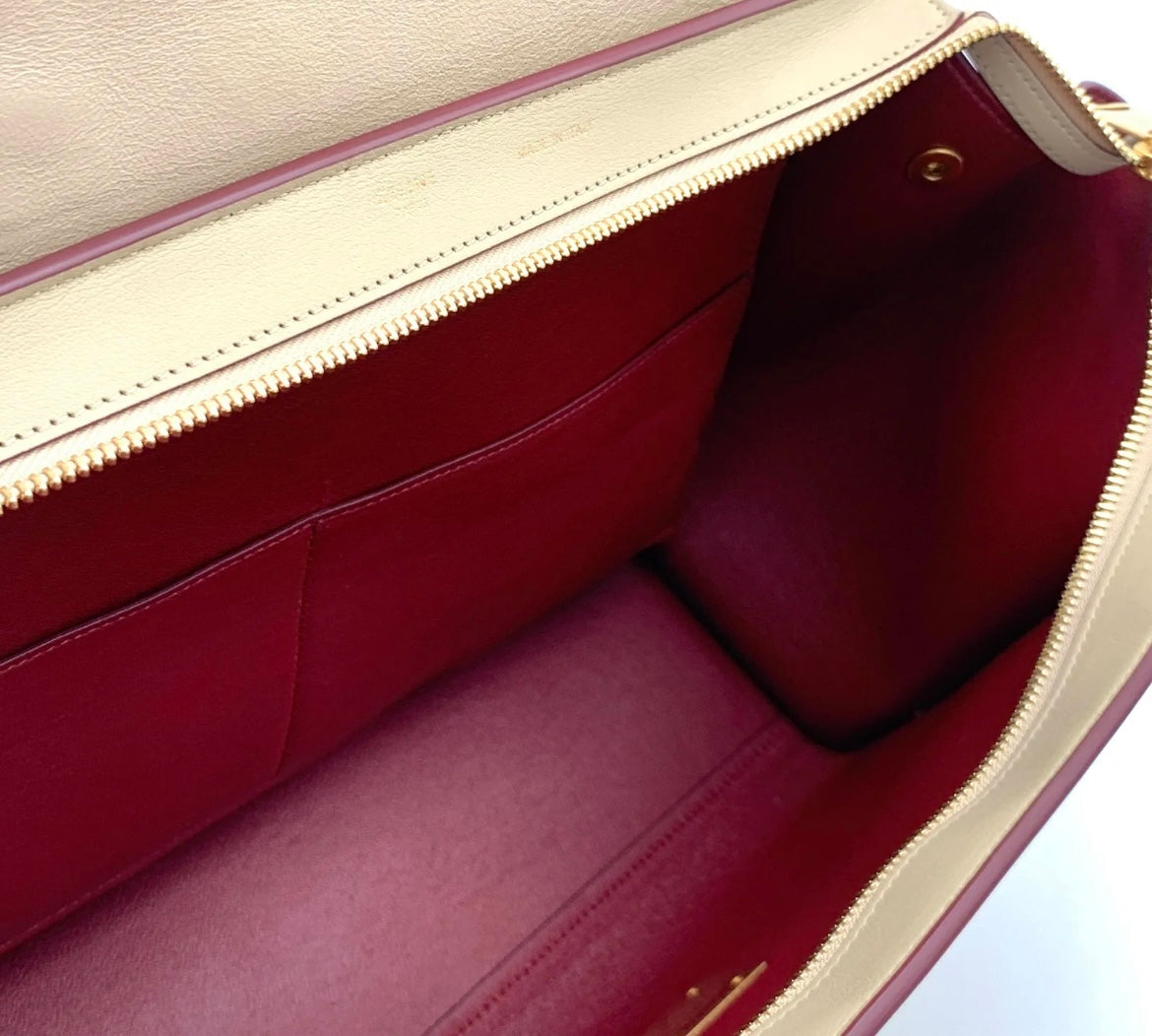 Pre-Loved Celine Leather Handbag Bicolor Trapeze Medium