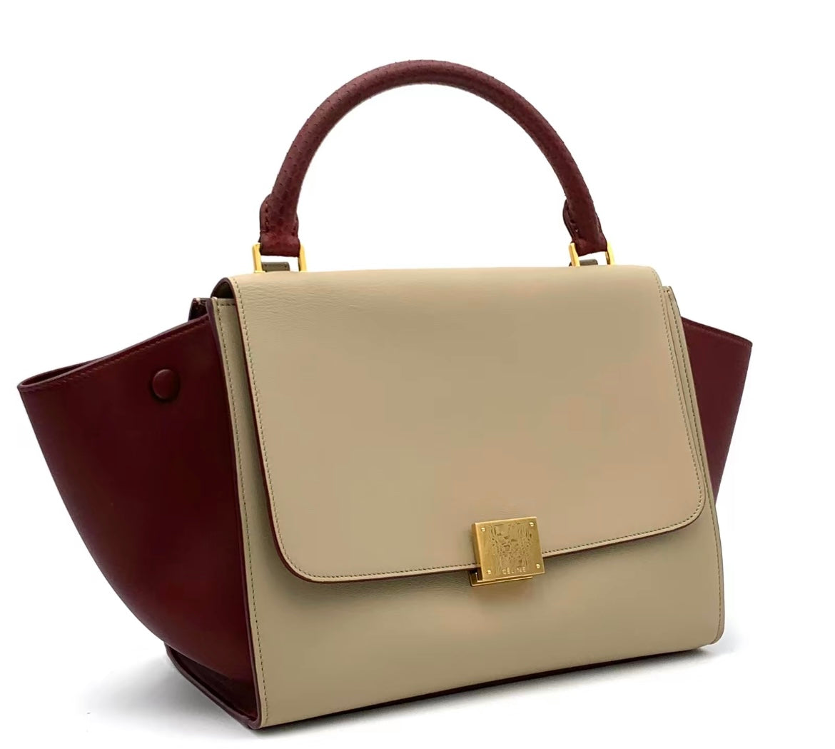Pre-Loved Celine Leather Handbag Bicolor Trapeze Medium