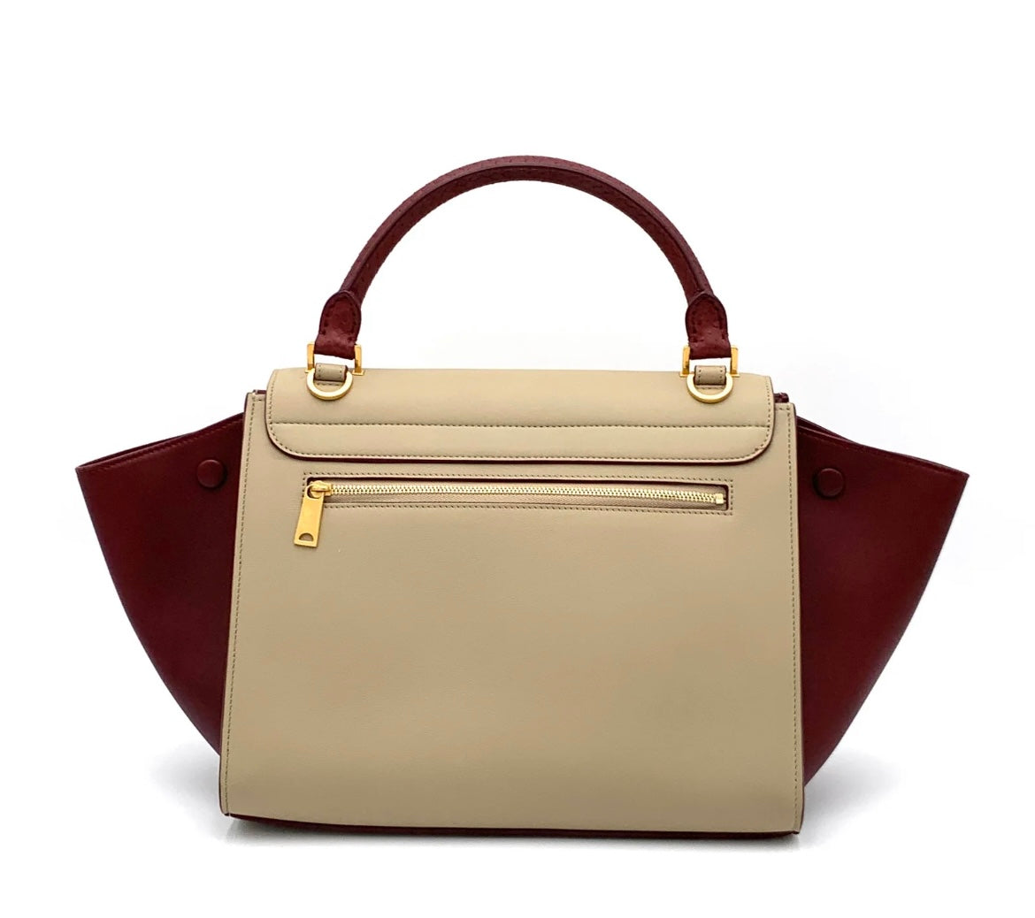 Pre-Loved Celine Leather Handbag Bicolor Trapeze Medium