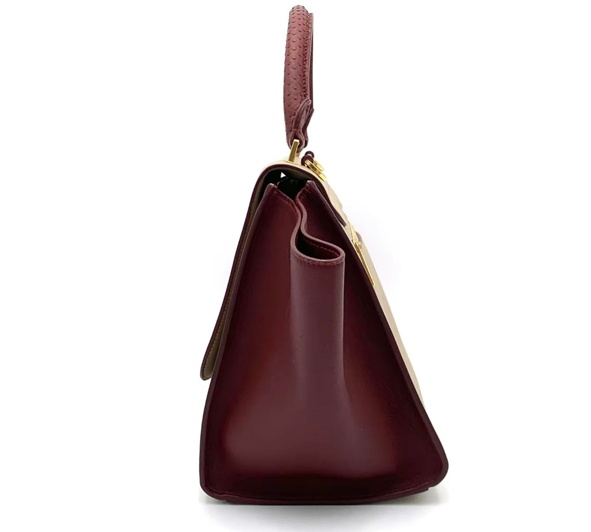 Pre-Loved Celine Leather Handbag Bicolor Trapeze Medium