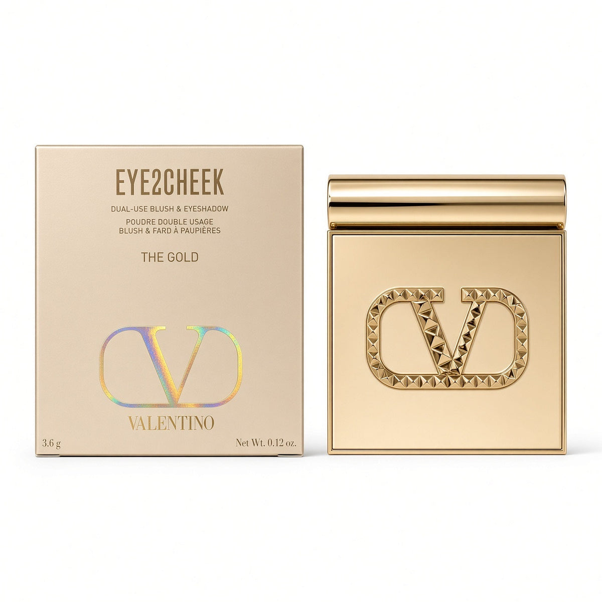 $52 | Valentino Eye2Cheek Dual-Use Blush & Eyeshadow — The Gold
Shade 600 Put A Spike On It
Size: 3.6 g / 0.12 oz